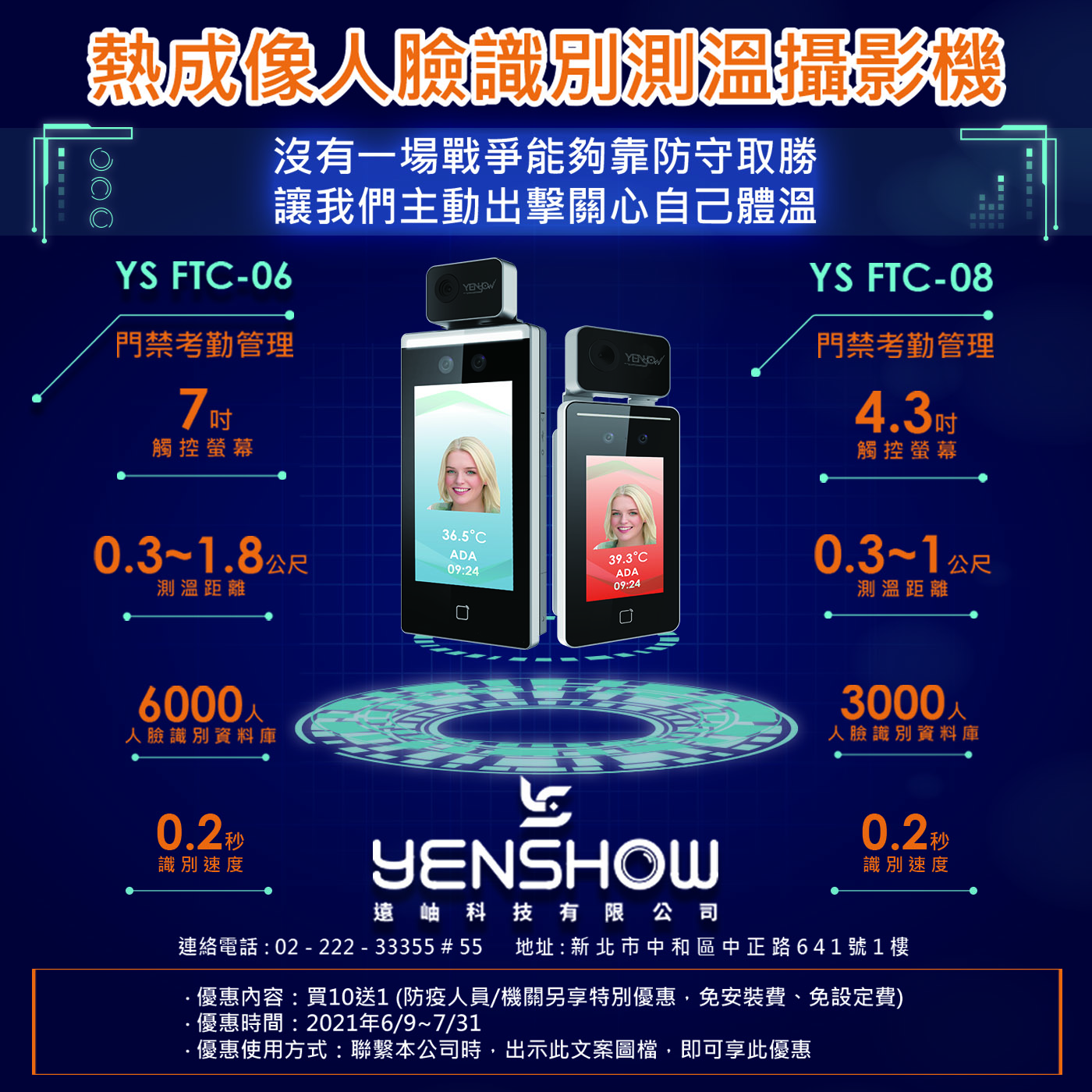 疫情期間守護職場安全　遠岫科技推出人臉識別＋測溫門禁整合機