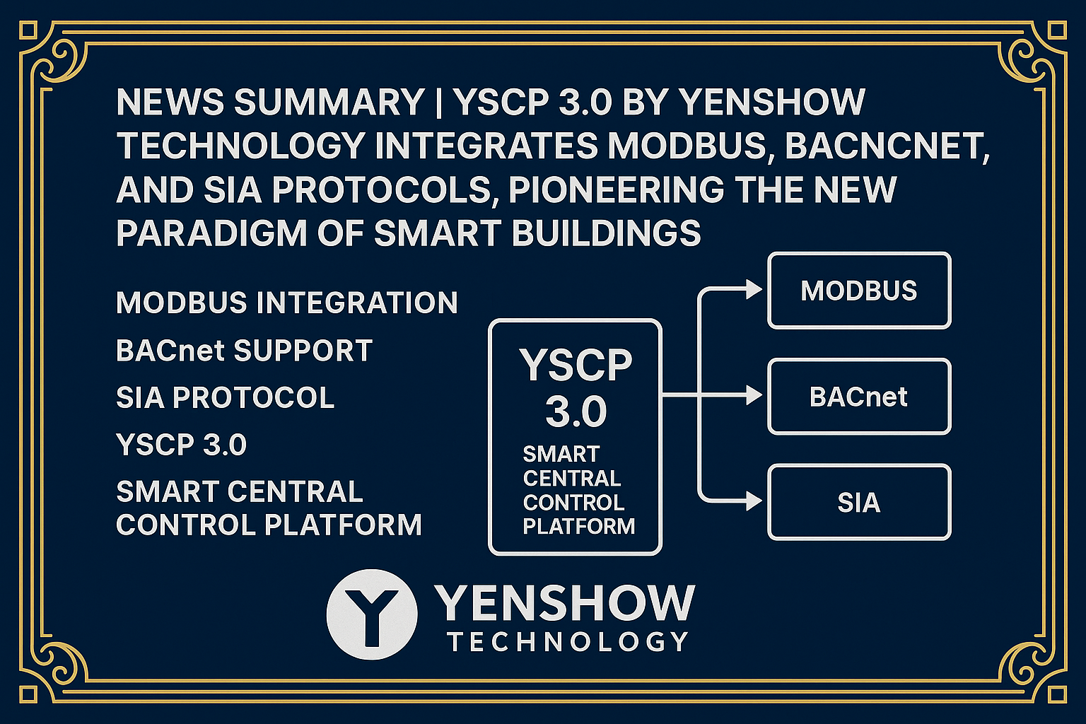 YSCP 3.0 正式支援 Modbus、BACnet、SIA 三大協定,全面啟動跨層級設備整合!